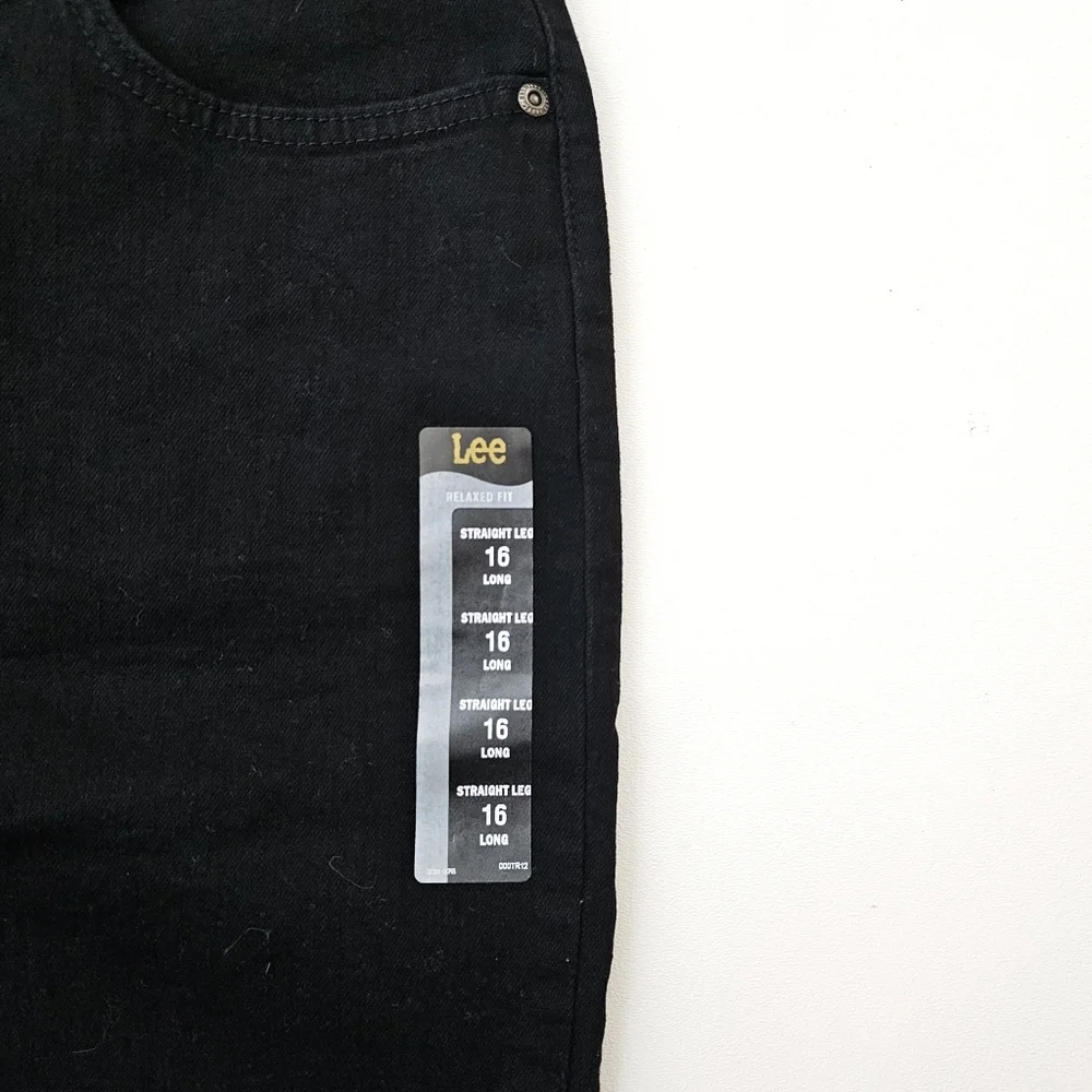 Lee Women’s Relaxed Fit Straight Leg Jeans Black Onyx Size 16 Long Mid Rise NWT - Picture 5 of 14